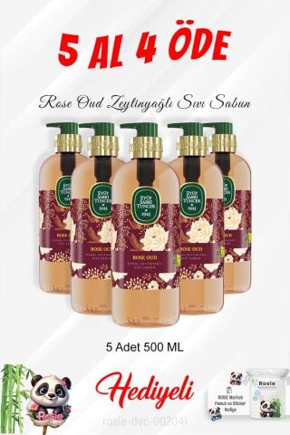 500 ML Rose Oud Sıvı Sabun 5 Al 4 Öde ve Rosie Pamuk,