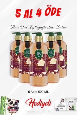 500 ML Rose Oud Sıvı Sabun 5 Al 4 Öde ve Rosie Pamuk,