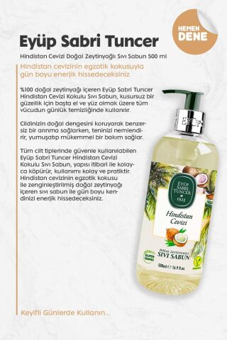 Eyüp Sabri Tuncer Hindistan Cevizi Doğal Zeytinyağlı Sıvı Sabun 500 ml