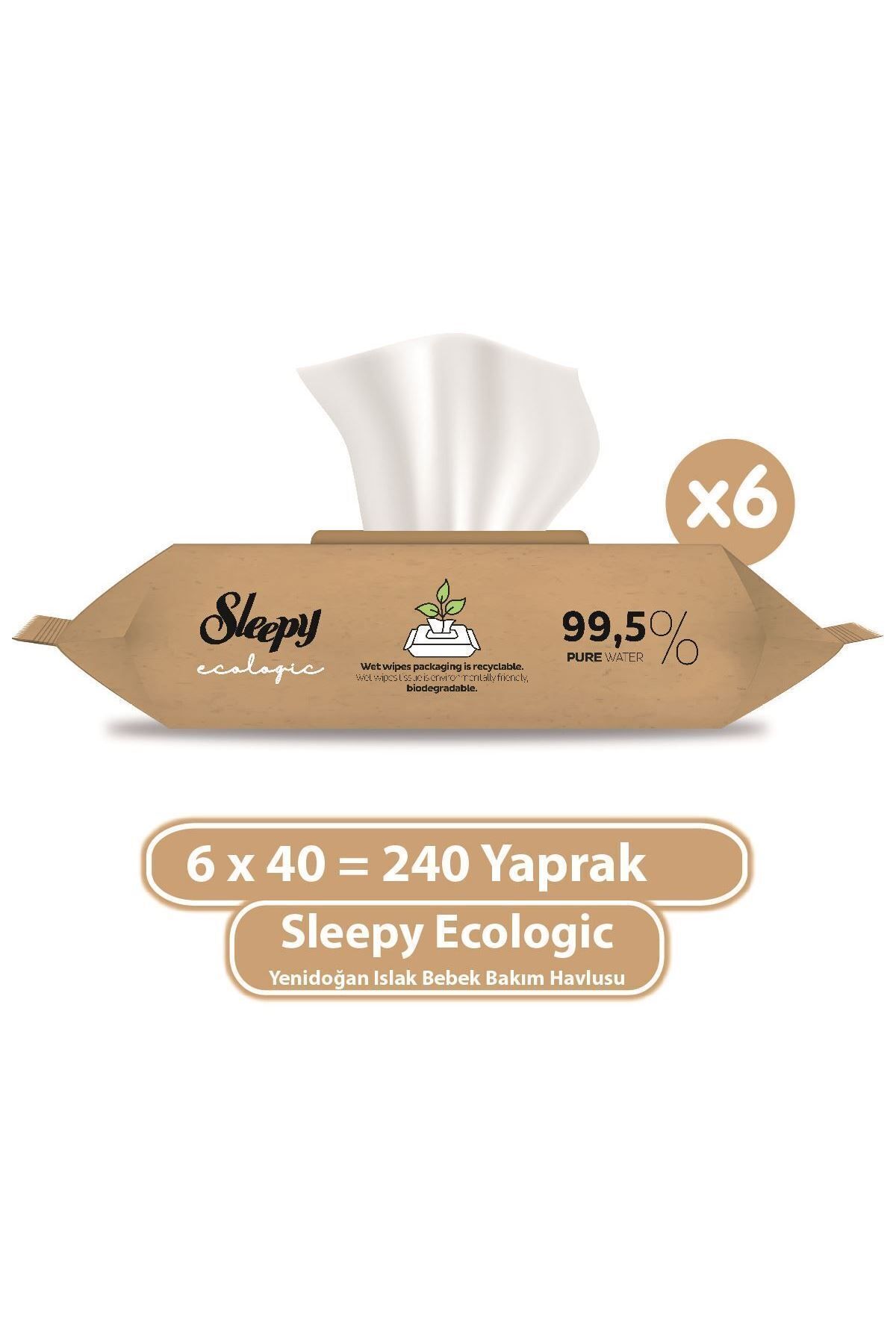 Sleepy Ecologic Yenidoğan Islak Bebek Bakım Havlusu 6x40 (240 Yaprak)