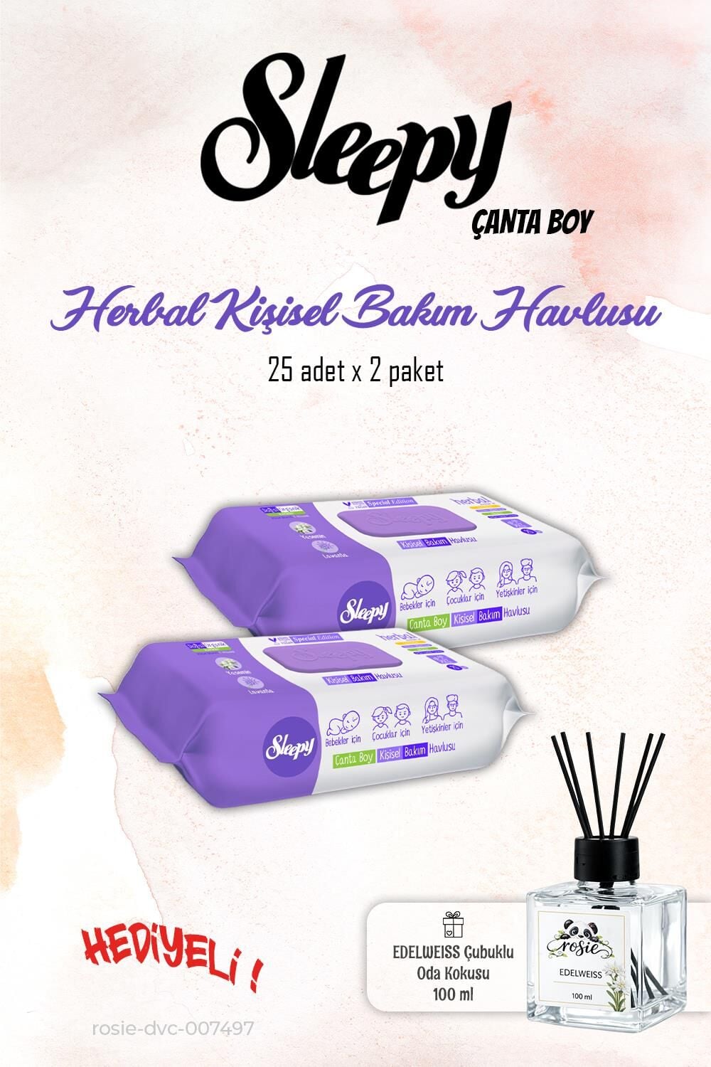Sleepy Herbal 25'li Kişisel Bakım Havlusu 2 Paket ve ROSIE Koku