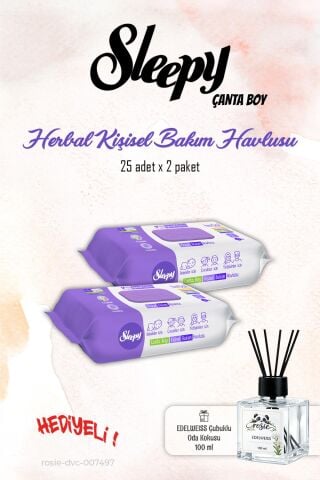 Sleepy Herbal 25'li Kişisel Bakım Havlusu 2 Paket ve ROSIE Koku