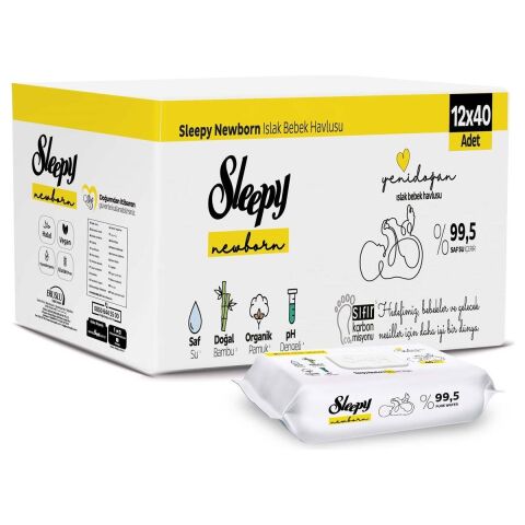 Sleepy Yenidoğan Islak Bebek Havlusu 12x40 (480 Yaprak)