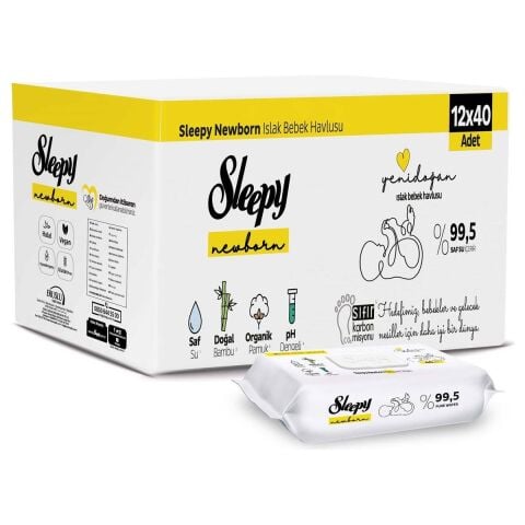 Sleepy Yenidoğan Islak Bebek Havlusu 12x40 (480 Yaprak)