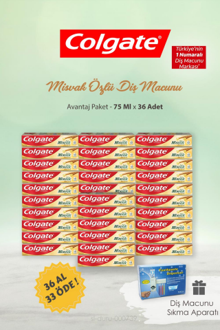 Colgate Diş Macunu 36 AL 33 ÖDE Misvak Özlü Diş Macunu 75 ml ve Sıkma Aparatı Hediye