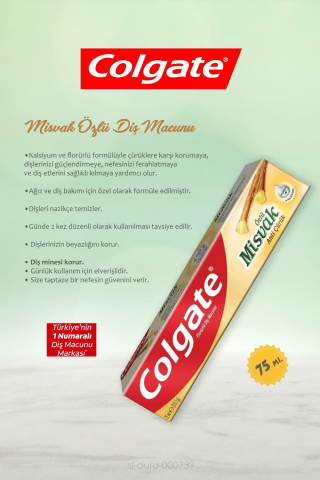 Colgate Diş Macunu 36 AL 33 ÖDE Misvak Özlü Diş Macunu 75 ml ve Sıkma Aparatı Hediye