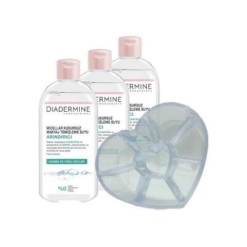 DIADERMINE Arındırıcı Micellar Kusursuz Makyaj Temizleme Suyu 400 ml x 3 ve Diadermine Makyaj Düzenleyici Hediyeli