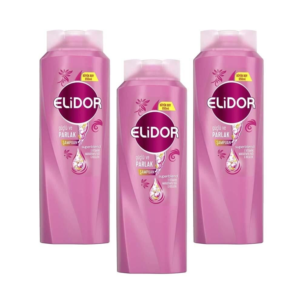 Elidor Superblend Saç Bakım Şampuanı Güçlü Ve Parlak Saçlar 650 ML x 3