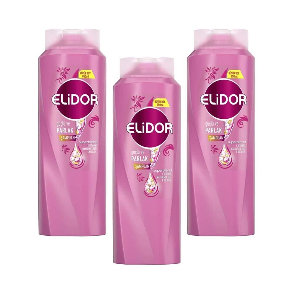 Elidor Superblend Saç Bakım Şampuanı Güçlü Ve Parlak Saçlar 650 ML x 3