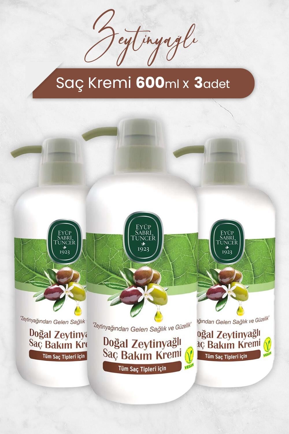 Eyüp Sabri Tuncer Doğal Zeytinyağlı Saç Kremi 600 ml x 3 Adet