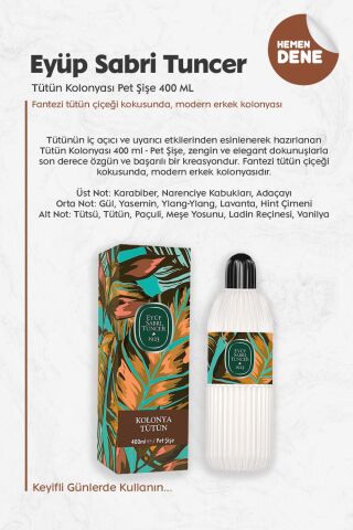 Eyüp Sabri Tuncer Tütün Kolonyası Pet Şişe 400 ML
