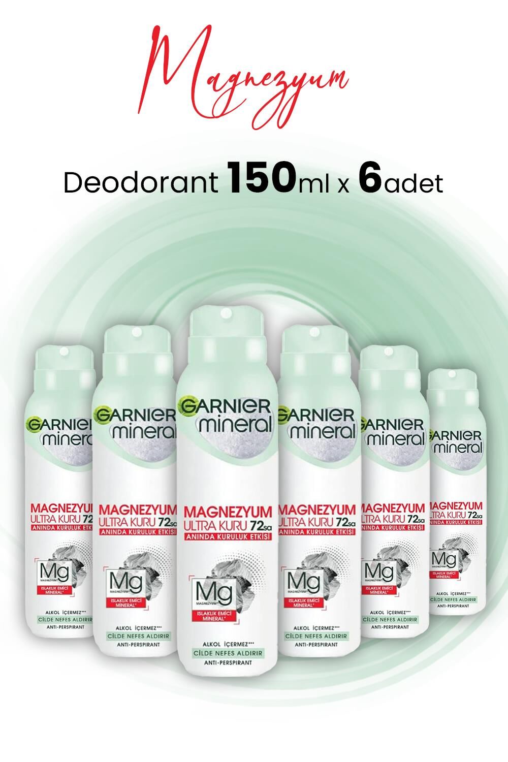 Garnier Magnezyum Ultra Kuru 72H Deodorant Sprey 150 ml x 6 Adet