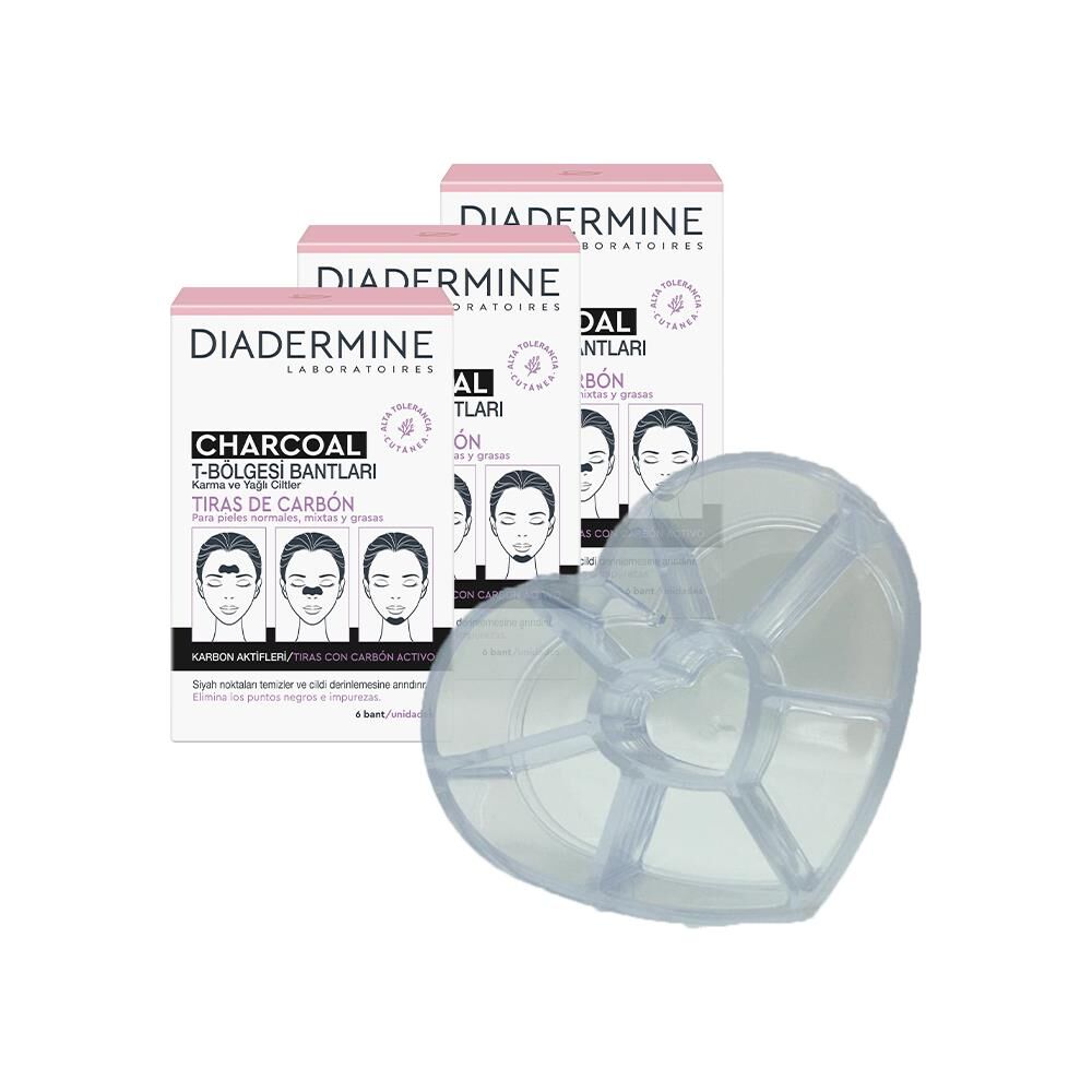 Diadermine Kömürlü T Bölgesi Bantları 6 Bant x 3 ve Diadermine Makyaj Düzenleyici Hediyeli