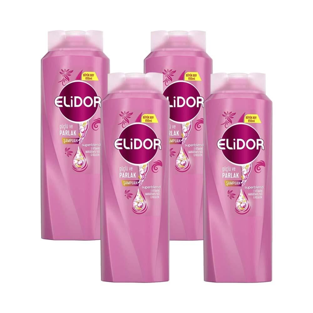 Elidor Superblend Saç Bakım Şampuanı Güçlü Ve Parlak Saçlar 650 ML x 4