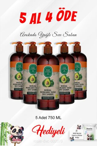 Avokado Yağlı Sıvı Sabun 750 ML 5 Al 4 Öde ve Rosie Pamuk