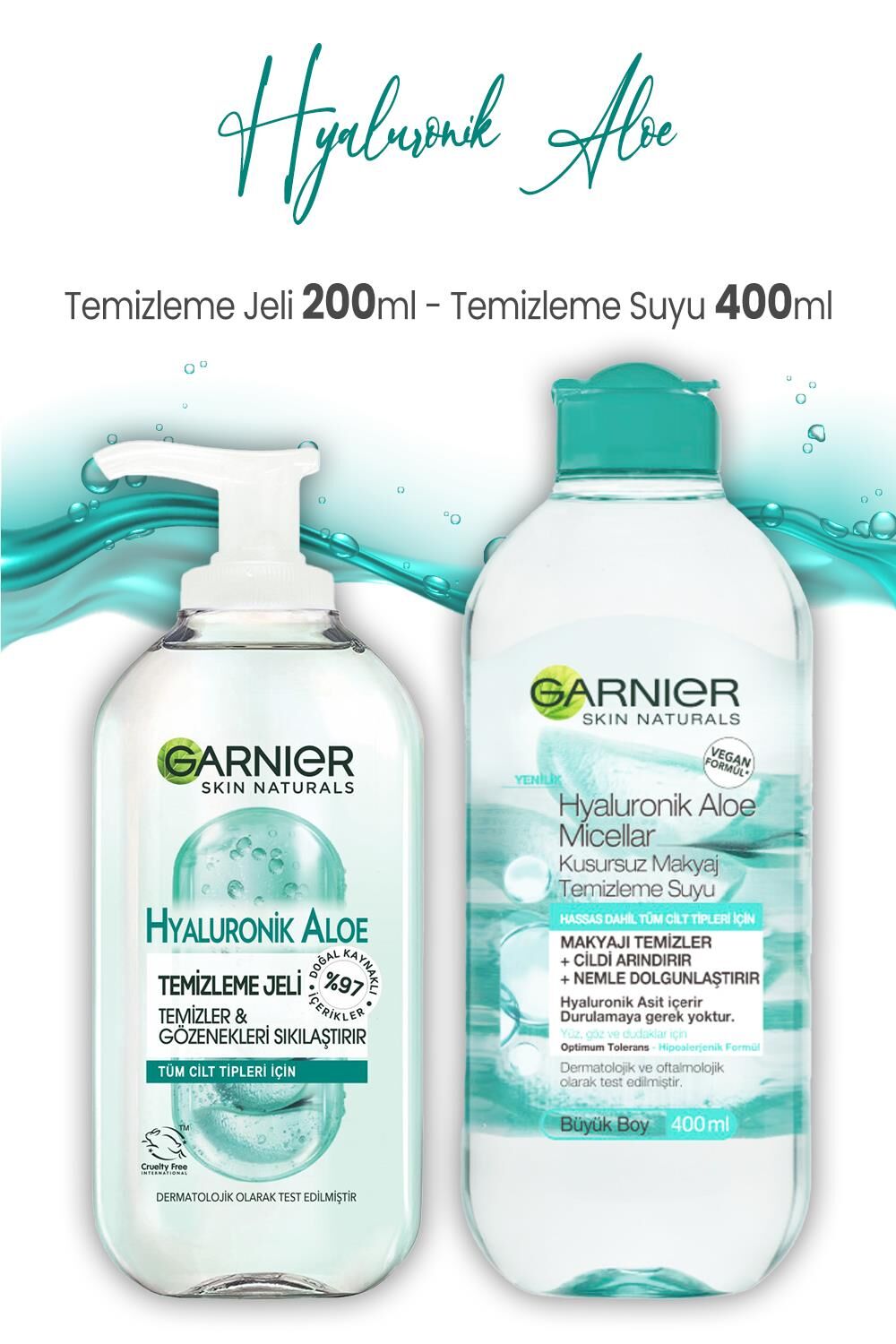 Garnier Temizleme Jeli Hyaluronik Aloe 200 ml ve Temizleme Suyu 400 ml