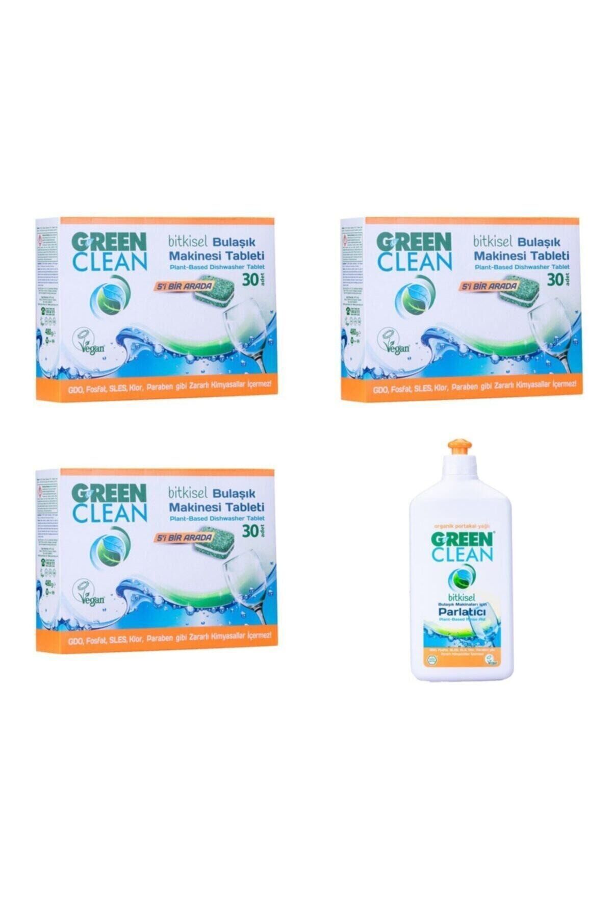 Green Clean 30'lu Bulaşık Makinesi Tablet x 4 Adet ve Parlatıcı 500 ml