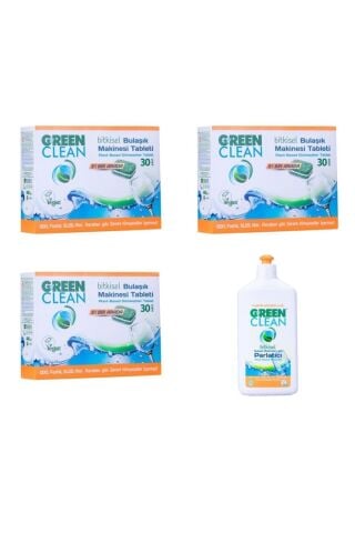 Green Clean 30'lu Bulaşık Makinesi Tablet x 4 Adet ve Parlatıcı 500 ml