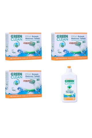 Green Clean 30'lu Bulaşık Makinesi Tablet x 4 Adet ve Parlatıcı 500 ml