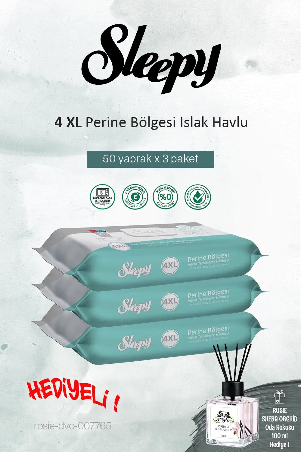 Sleepy 3'lü Perine Bölgesi Vücut Havlusu 50'li ve ROSIE