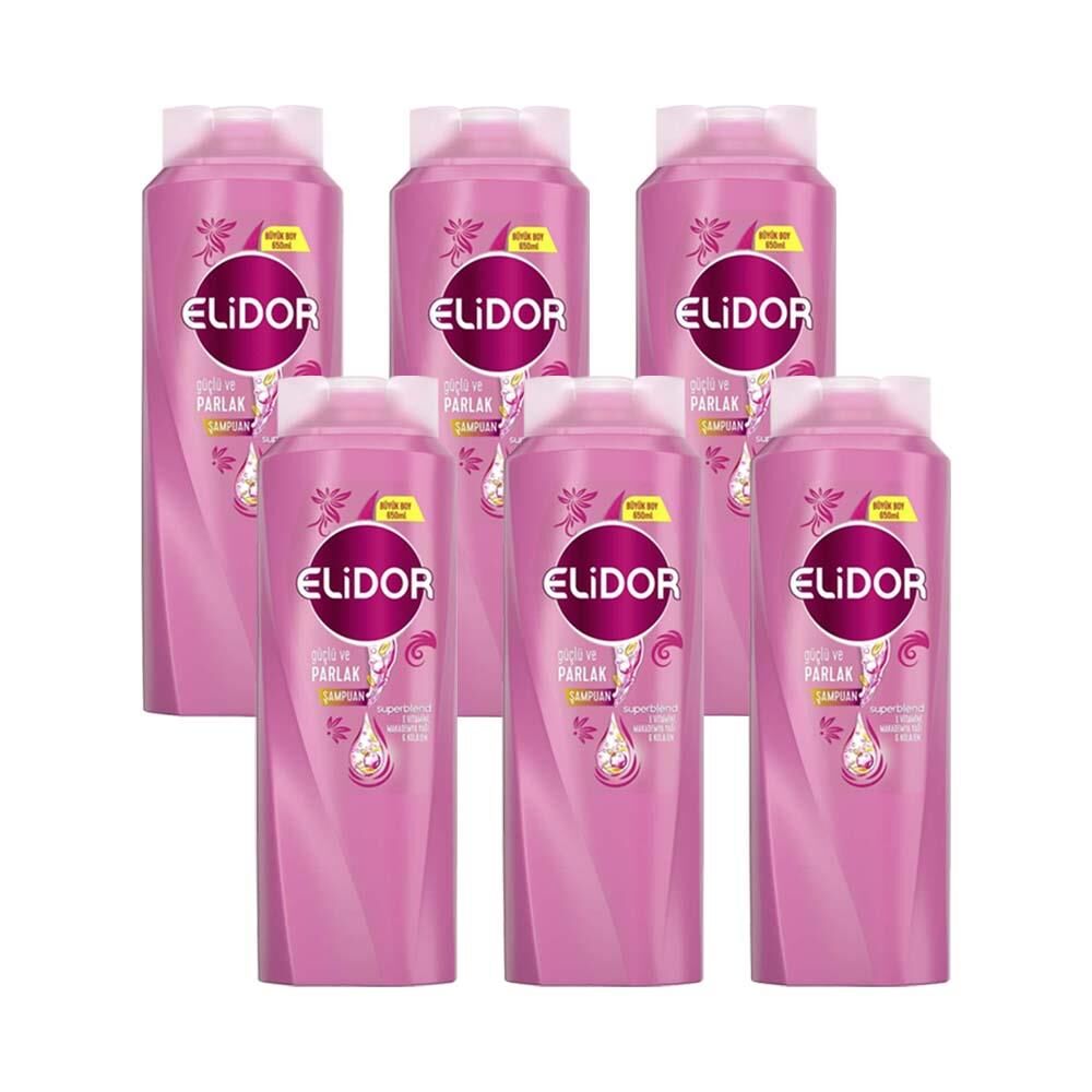 Elidor Superblend Saç Bakım Şampuanı Güçlü Ve Parlak Saçlar 650 ML x 6