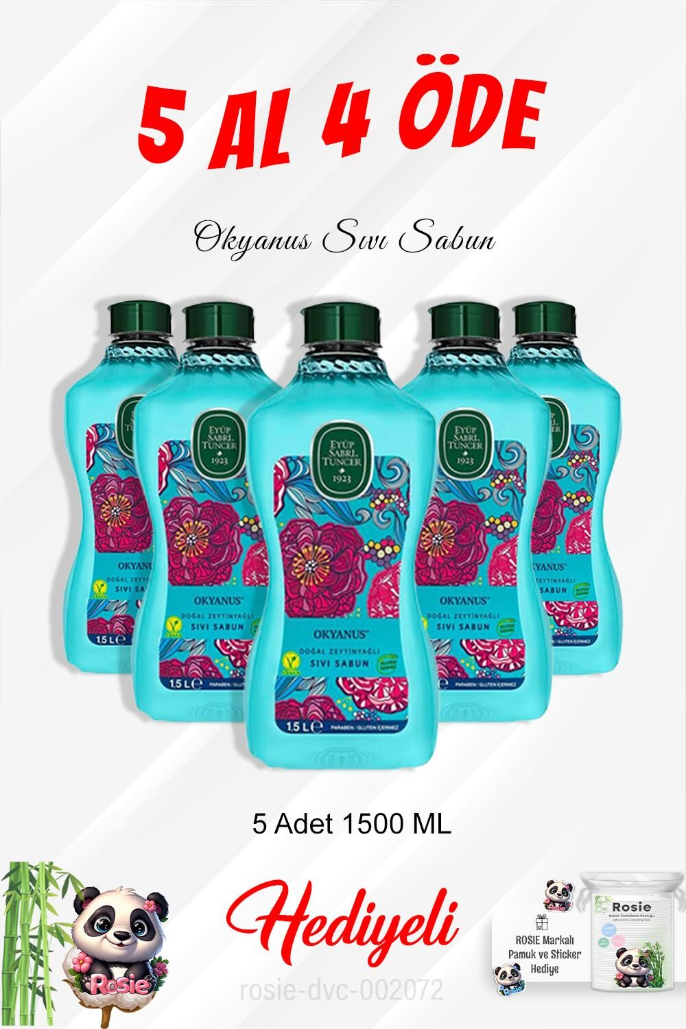 Okyanus Sıvı Sabun 1.5 L 5 Al 4 Öde ve Rosie Pamuk