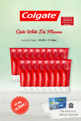 Colgate 17 AL 15 ÖDE Parıldayan Beyazlık 50 ml,Pratik Diş Macunu Sıkma Aparatı Hediye