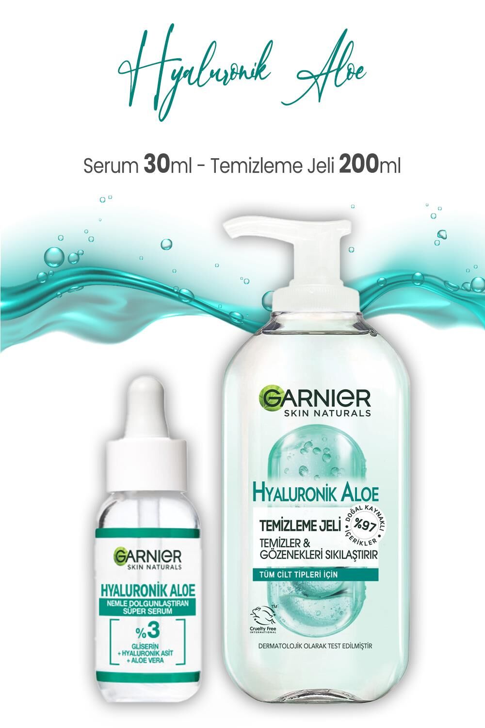 Garnier Süper Serum Dolgunlaştıran Hyaluronik Aloe 30 ml ve Temizleme Jeli 200 ml
