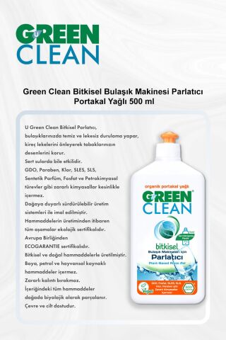 Green Clean Bitkisel Bulaşık Makinesi Parlatıcı Portakal Yağlı 500 ml 5 Al 4 Öde ve Rosie Pamuk