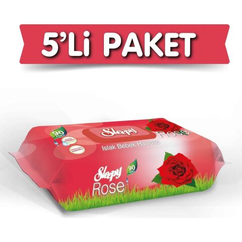Sleepy Gül Kokulu Islak Havlu 90 Lı 5 'li