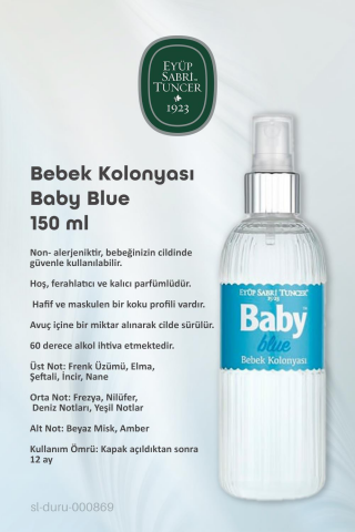 Eyüp Sabri Tuncer 3'lü Bebek Kolonyası Baby Blue 150 ml ve ROSIE Bebek Pamuğu