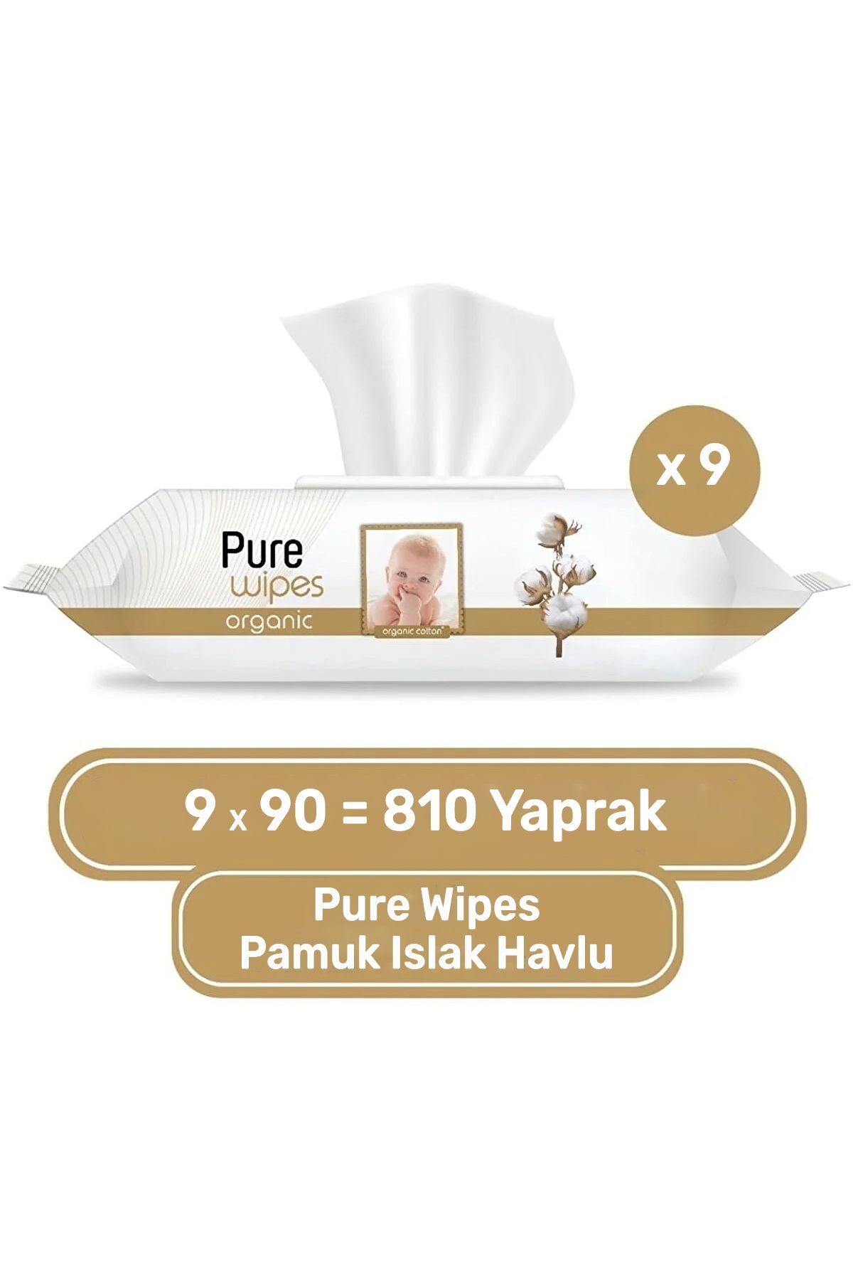 Pure Baby Organik Pamuklu Islak Havlu 9×90 (810 Yaprak)