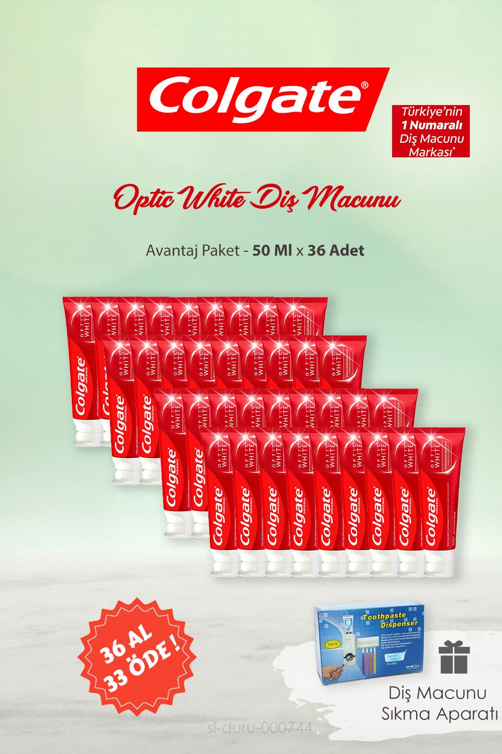 Colgate Parıldayan Beyazlık 36 AL 33 ÖDE 50 ml, Diş Macunu Sıkma Aparatı Hediye