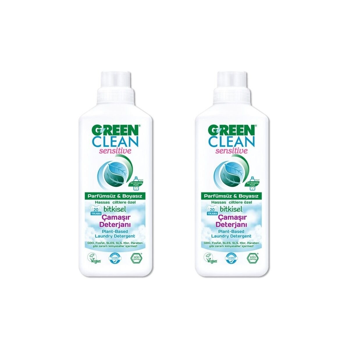 Green Clean Sensitive Bitkisel Çamaşır Deterjanı 1000 ml x2 Adet