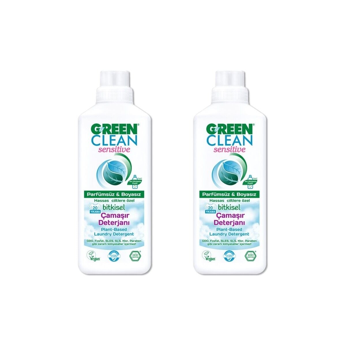 Green Clean Sensitive Bitkisel Çamaşır Deterjanı 1000 ml x2 Adet
