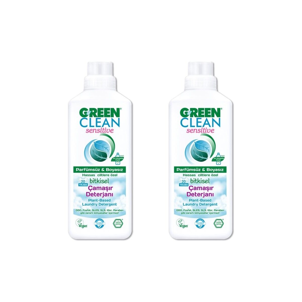 Green Clean Sensitive Bitkisel Çamaşır Deterjanı 1000 ml x2 Adet