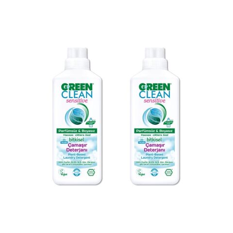 Green Clean Sensitive Bitkisel Çamaşır Deterjanı 1000 ml x2 Adet