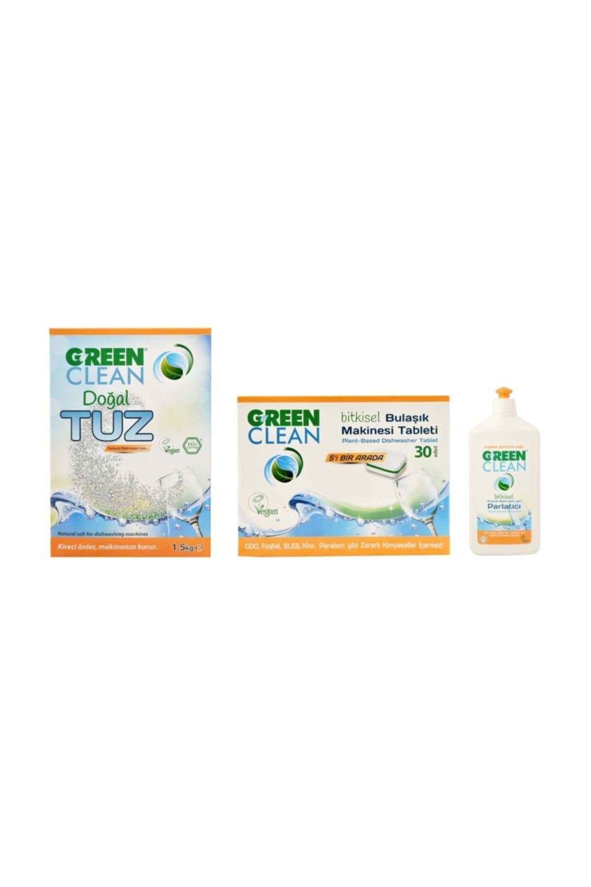 Bulaşık Makinesi Tableti 30 Adet + Doğal Tuz 1,5 kg + Parlatıcı 500 ml