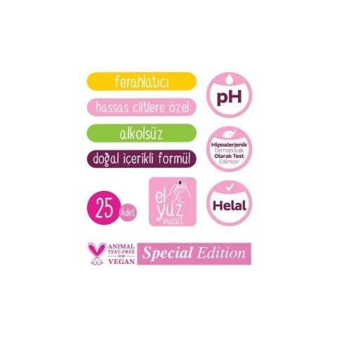 Sleepy Floral Kişisel Bakım Havlusu 11 Paket, 25'li ve ROSIE Koku
