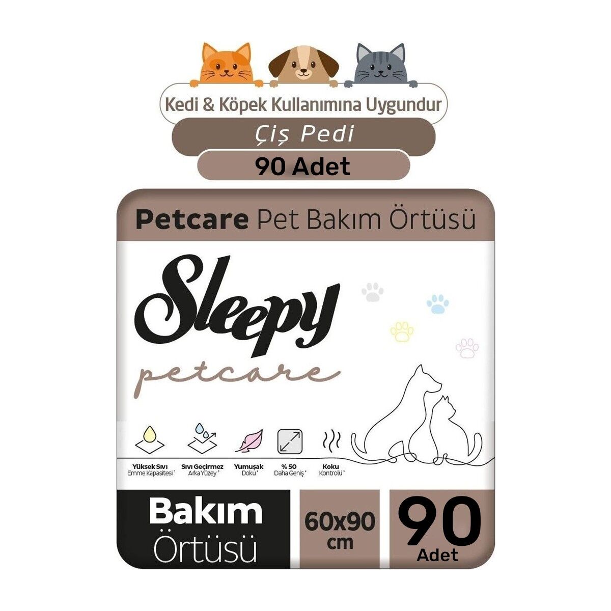 Sleepy Petcare Pet Bakım Örtüsü 60X90 cm 3X30 (90 Adet)