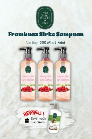 Frambuaz Sirke Şampuan 500 ML X 3 ve Saç Kremi Hediyeli