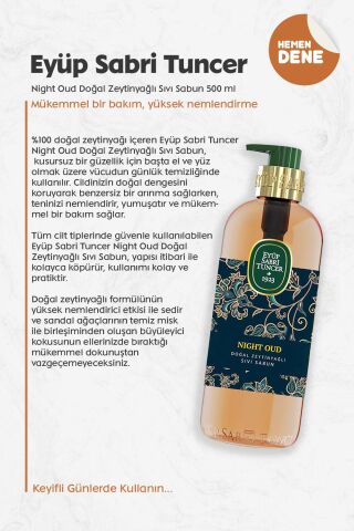 Eyüp Sabri Tuncer Night Oud Doğal Zeytinyağlı Sıvı Sabun 500 ml