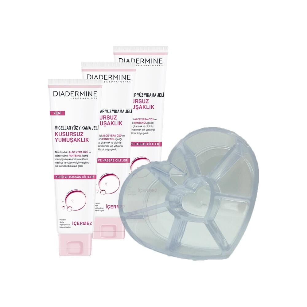 Diadermine Micellar Yüz Yıkama Jeli Kusursuz Yumuşaklık 150 ml x 3 ve Diadermine Makyaj Düzenleyici Hediyeli