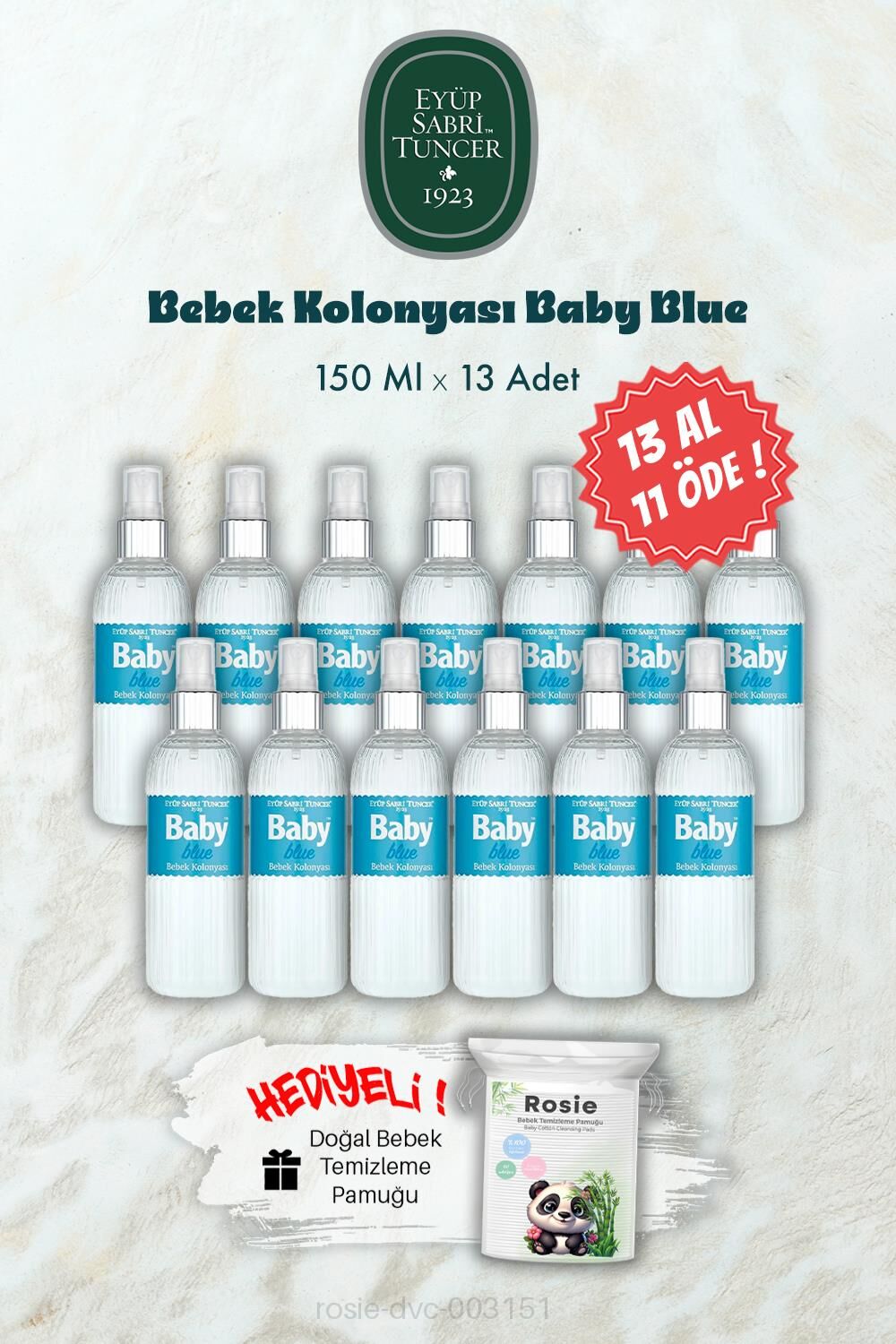 150 ML 13 AL 11 ÖDE Bebek Kolonyası Baby Blue ve ROSIE Hediye