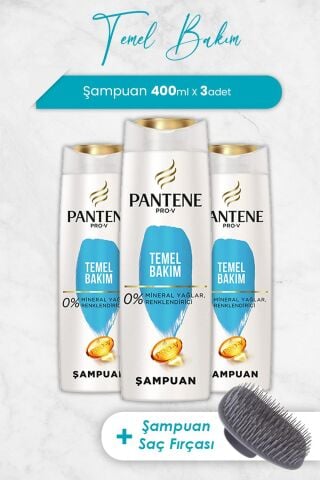 Pantene Pro-V Klasik Bakım Şampuanı 400 ML x 3 Adet ve Şampuan Fırçası