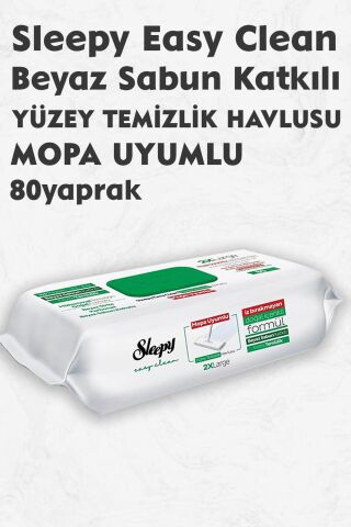 Sleepy Easy Clean Beyaz Sabun Katkılı Mopa Uyumlu Yüzey Temizlik Havlusu 80 Yaprak