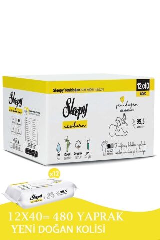 Sleepy Yenidoğan Newborn Islak Mendil 12x40lı (480 YAPRAK)