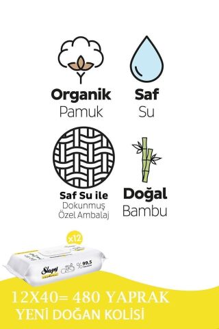 Sleepy Yenidoğan Newborn Islak Mendil 12x40lı (480 YAPRAK)