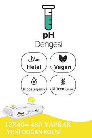 Sleepy Yenidoğan Newborn Islak Mendil 12x40lı (480 YAPRAK)