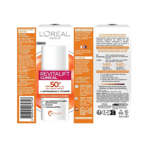 L'Oreal Paris Revitalift Clinical Spf 50+ Günlük Yüksek Uv Korumalı Yüz Güneş Kremi 50 ml
